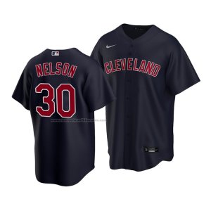 Camiseta Beisbol Hombre Cleveland Indians Kyle Nelson Replica Azul