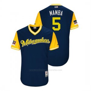 Camiseta Beisbol Hombre Milwaukee Brewers Jonathan Schoop 2018 Llws Players Weekend Mamba Azul