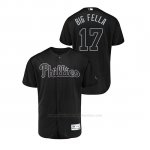 Camiseta Beisbol Hombre Philadelphia Phillies Rhys Hoskins 2019 Players Weekend Autentico Negro