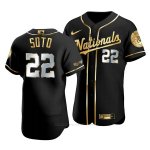 Camiseta Beisbol Hombre Washington Nationals Juan Soto Golden Edition Autentico Negro Oro