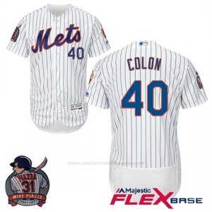 Camiseta Beisbol Hombre New York Mets Bartolo Colon Blanco Flex Base With Piazza