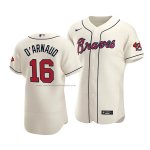 Camiseta Beisbol Hombre Atlanta Braves Travis D'arnaud Autentico Alterno Crema