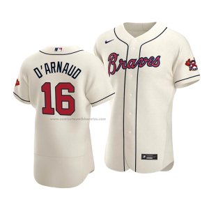 Camiseta Beisbol Hombre Atlanta Braves Travis D'arnaud Autentico Alterno Crema