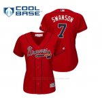 Camiseta Beisbol Mujer Atlanta Braves Dansby Swanson Cool Base Majestic Alternato 2019 Rojo