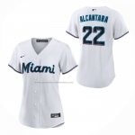 Camiseta Beisbol Mujer Miami Marlins Sandy Alcantara Primera Replica Blanco Camiseta Beisbol Mujer Miami Marlins Sandy Alcantara Primera Replica Blanco