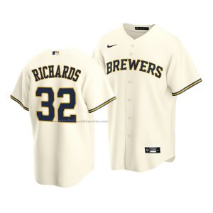 Camiseta Beisbol Hombre Milwaukee Brewers Trevor Richards Replica Crema