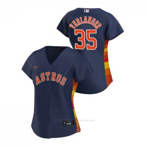 Camiseta Beisbol Mujer Houston Astros Justin Verlander 2020 Replica Alterno Azul