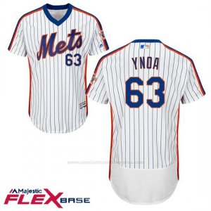Camiseta Beisbol Hombre New York Mets 63 Gabriel Ynoa Flex Base Blanco