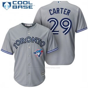 Camiseta Beisbol Hombre Toronto Blue Jays 29 Joe Carter Gris Cool Base Coleccion