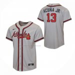 Camiseta Beisbol Nino Atlanta Braves Ronald Acuna Jr Segunda Replica Gris