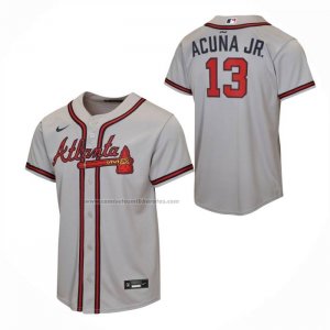 Camiseta Beisbol Nino Atlanta Braves Ronald Acuna Jr Segunda Replica Gris