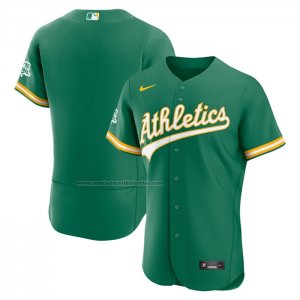 Camiseta Beisbol Hombre Oakland Athletics Alterno Parche Patrocinador Autentico Verde