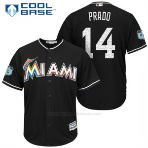 Camiseta Beisbol Hombre Miami Marlins Martin Prado Negro 2017 Entrenamiento de Primavera Cool Base Jugador