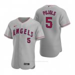 Camiseta Beisbol Hombre Los Angeles Angels Albert Pujols Autentico 2020 Road Gris