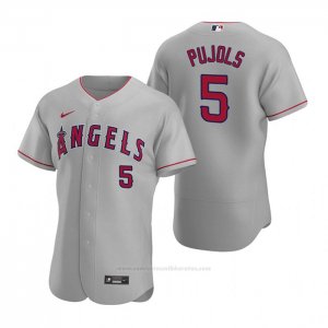 Camiseta Beisbol Hombre Los Angeles Angels Albert Pujols Autentico 2020 Road Gris