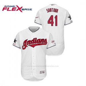 Camiseta Beisbol Hombre Cleveland Indians Carlos Santana 2019 All Star Flex Base Blanco