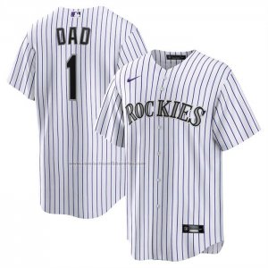 Camiseta Beisbol Hombre Colorado Rockies NO 1 Dad Primera Replica Blanco