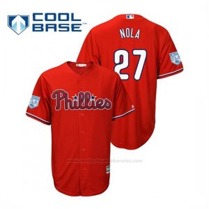 Camiseta Beisbol Hombre Philadelphia Phillies Aaron Nola Cool Base Entrenamiento de Primavera 2019 Rojo
