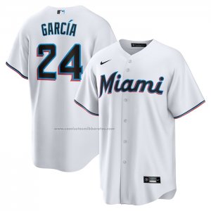 Camiseta Beisbol Hombre Miami Marlins Avisail Garcia Primera Replica Blanco