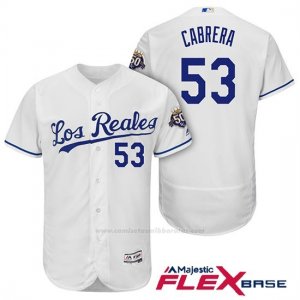 Camiseta Beisbol Hombre Kansas City Royals Melky Cabrera Blanco 50th Season Spanish Flex Base