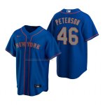 Camiseta Beisbol Hombre New York Mets David Peterson Replica Alterno Azul