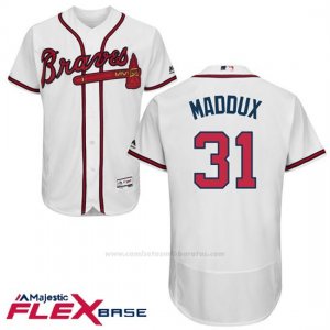 Camiseta Beisbol Hombre Atlanta Braves 31 Greg Maddux Autentico Coleccion Flex Base Blanco