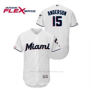 Camiseta Beisbol Hombre Miami Marlins Brian Anderson 150th Aniversario Patch 2019 Flex Base Blanco