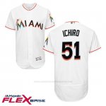 Camiseta Beisbol Hombre Miami Marlins 51 Ichiro Suzuki 1ª Blanco Flex Base Autentico Coleccion