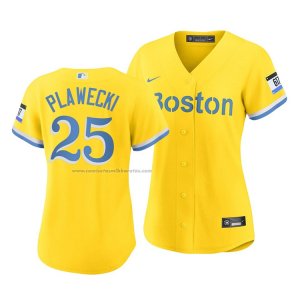 Camiseta Beisbol Mujer Boston Red Sox Kevin Plawecki 2021 City Connect Replica Oro