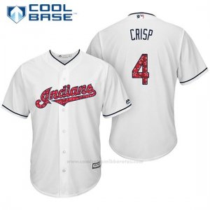 Camiseta Beisbol Hombre Cleveland Indians 2017 Estrellas y Rayas 4 Coco Crisp Blanco Cool Base