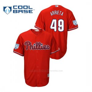 Camiseta Beisbol Hombre Philadelphia Phillies Jake Arrieta 2019 Entrenamiento de Primavera Cool Base Rojo