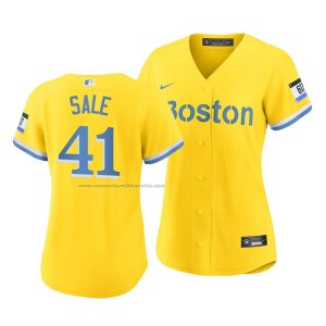 Camiseta Beisbol Mujer Boston Red Sox Chris Sale 2021 City Connect Replica Oro