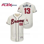 Camiseta Beisbol Hombre Atlanta Braves Ronald Acuna Jr. 150th Aniversario Patch Autentico Flex Base Crema