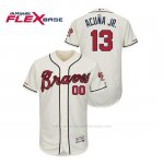 Camiseta Beisbol Hombre Atlanta Braves Ronald Acuna Jr. 150th Aniversario Patch Autentico Flex Base Crema