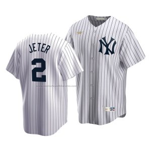 Camiseta Beisbol Hombre New York Yankees Derek Jeter Cooperstown Collection Primera Blanco