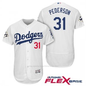 Camiseta Beisbol Hombre Los Angeles Dodgers 2017 World Series Joc Pederson Blanco Flex Base