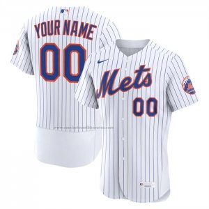Camiseta Beisbol Hombre New York Mets Primera Autentico Personalizada Blanco1
