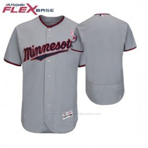 Camiseta Beisbol Hombre Minnesota Twins Gris 2018 Dia de la Madre Flex Base