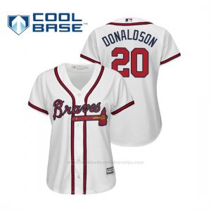 Camiseta Beisbol Mujer Atlanta Braves Josh Donaldson Cool Base Majestic Home 2019 Blanco