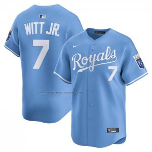 Camiseta Beisbol Hombre Kansas City Royals Bobby Witt Jr Alterno Limited Juvenil Azul Claro
