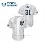 Camiseta Beisbol Hombre New York Yankees Aaron Hicks 2019 Postseason Cool Base Blanco