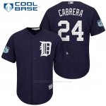 Camiseta Beisbol Hombre Detroit Tigers Miguel Cabrera 24 Azul 2017 Entrenamiento de Primavera Cool Base Jugador