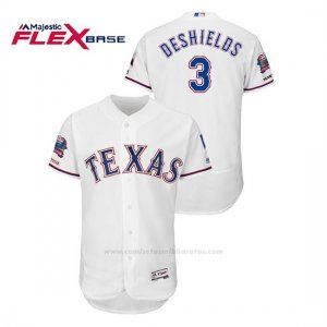 Camiseta Beisbol Hombre Texas Rangers Delino Deshields 150th Aniversario Patch Final Season Stadium Patch Blanco