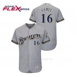 Camiseta Beisbol Hombre Milwaukee Brewers Ben Gamel 150th Aniversario Patch Autentico Flex Base Gris