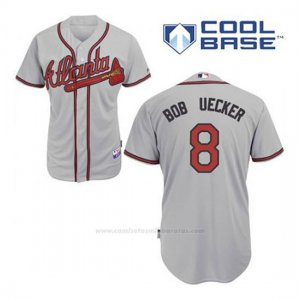 Camiseta Beisbol Hombre Atlanta Braves 8 Bob Uecker Gris Cool Base