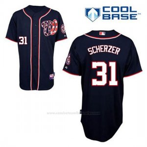 Camiseta Beisbol Hombre Washington Nationals Max Scherzer 31 Azul Azul Alterno Cool Base