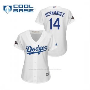 Camiseta Beisbol Mujer Los Angeles Dodgers Enrique Hernandez 2019 Postseason Cool Base Blanco
