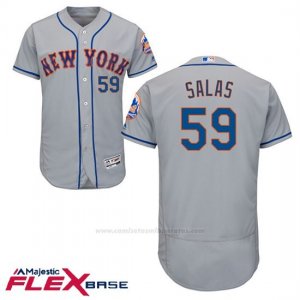 Camiseta Beisbol Hombre New York Mets 59 Fernando Salas Gris Flex Base