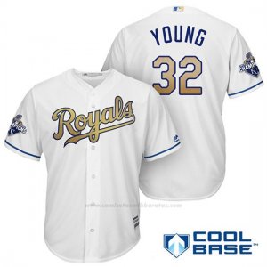 Camiseta Beisbol Hombre Kansas City Royals Campeones 32 Chris Young Coolbase Oros