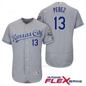 Camiseta Beisbol Hombre Kansas City Royals Salvador Perez Gris 50th Season Flex Base